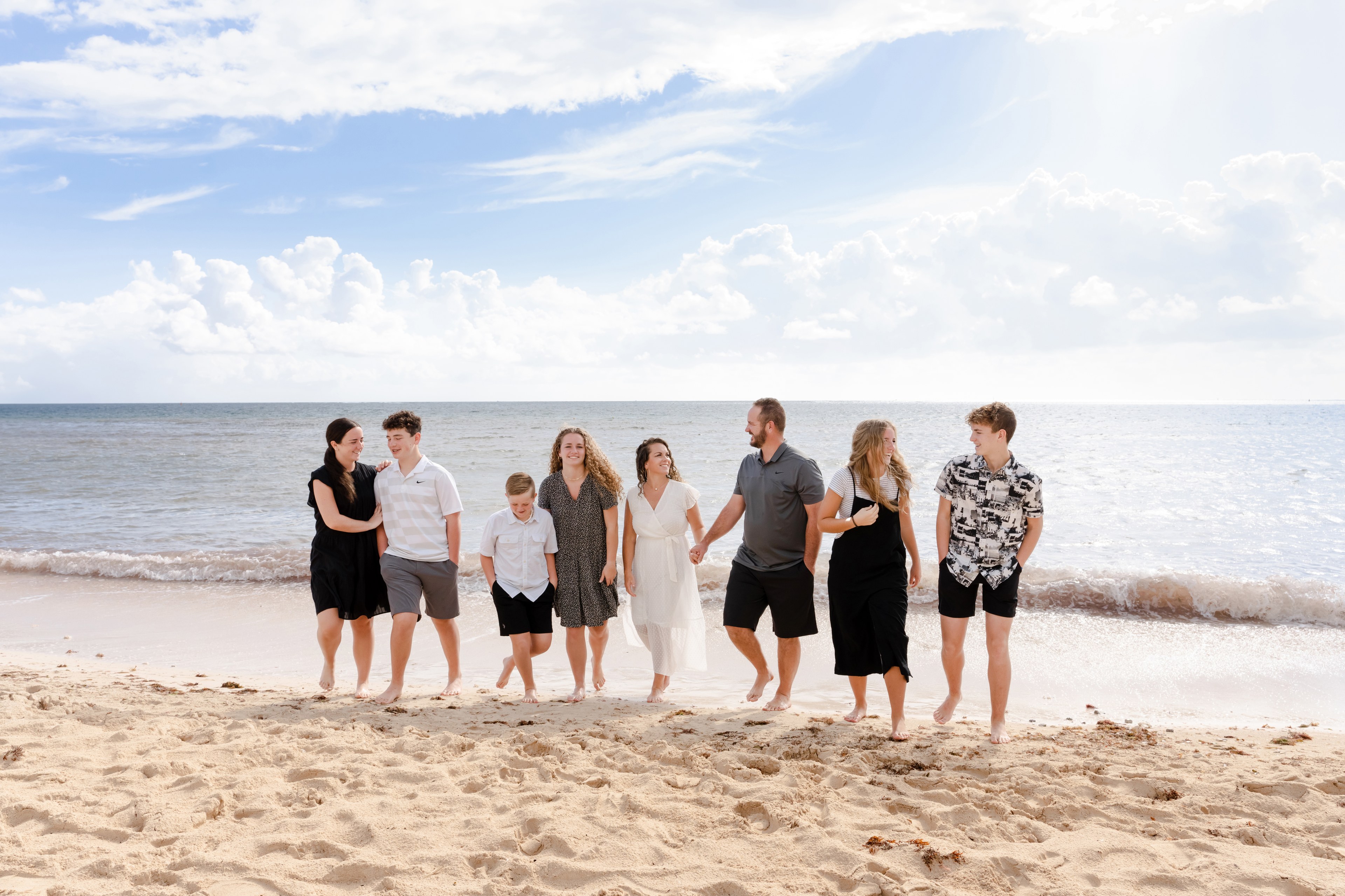 Family formal grouping Cancún resort IVAE Studios wedding photographer