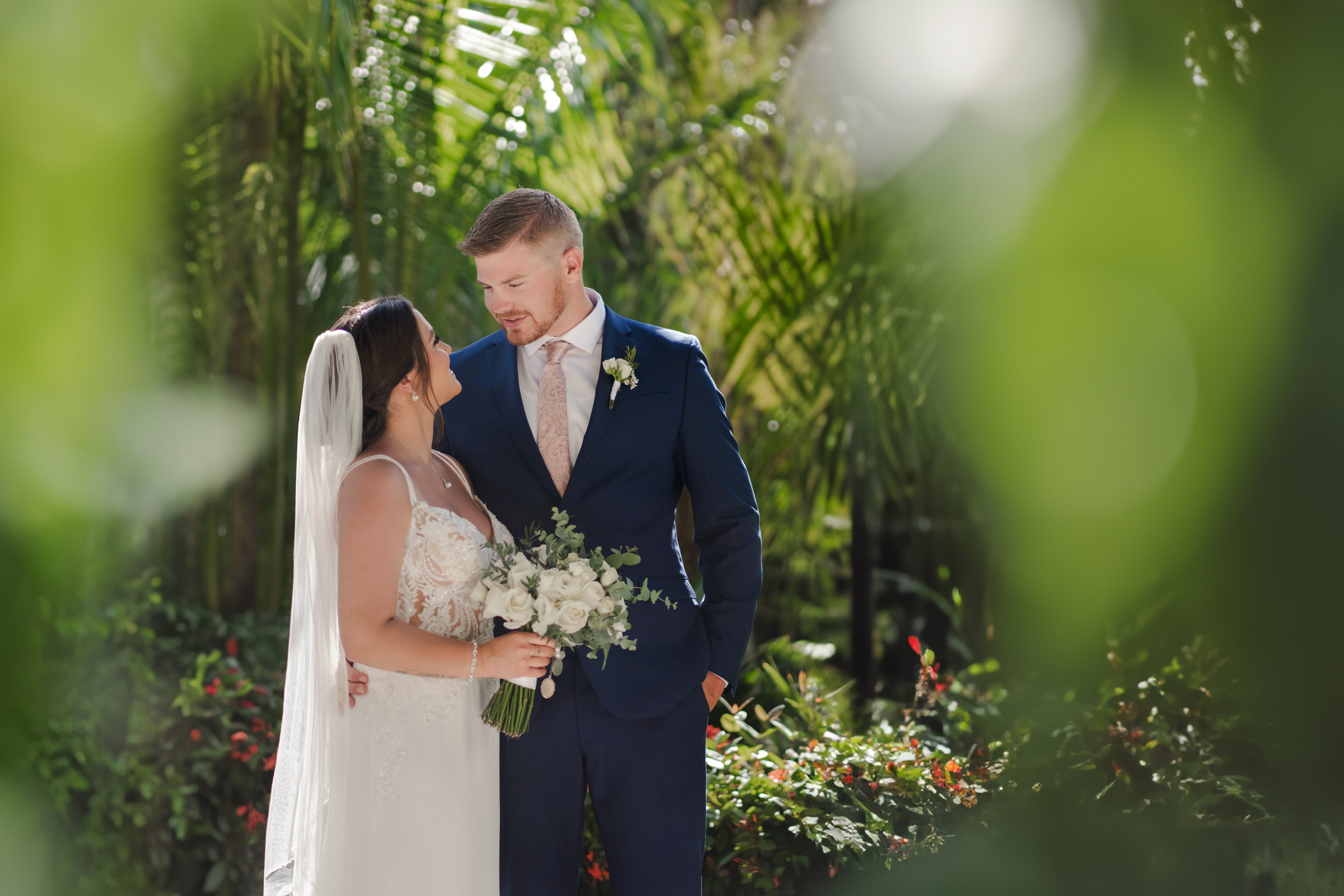 Editorial bride at Cancun beach photographed locally by Mexico-based wedding photographer IVAE Studios