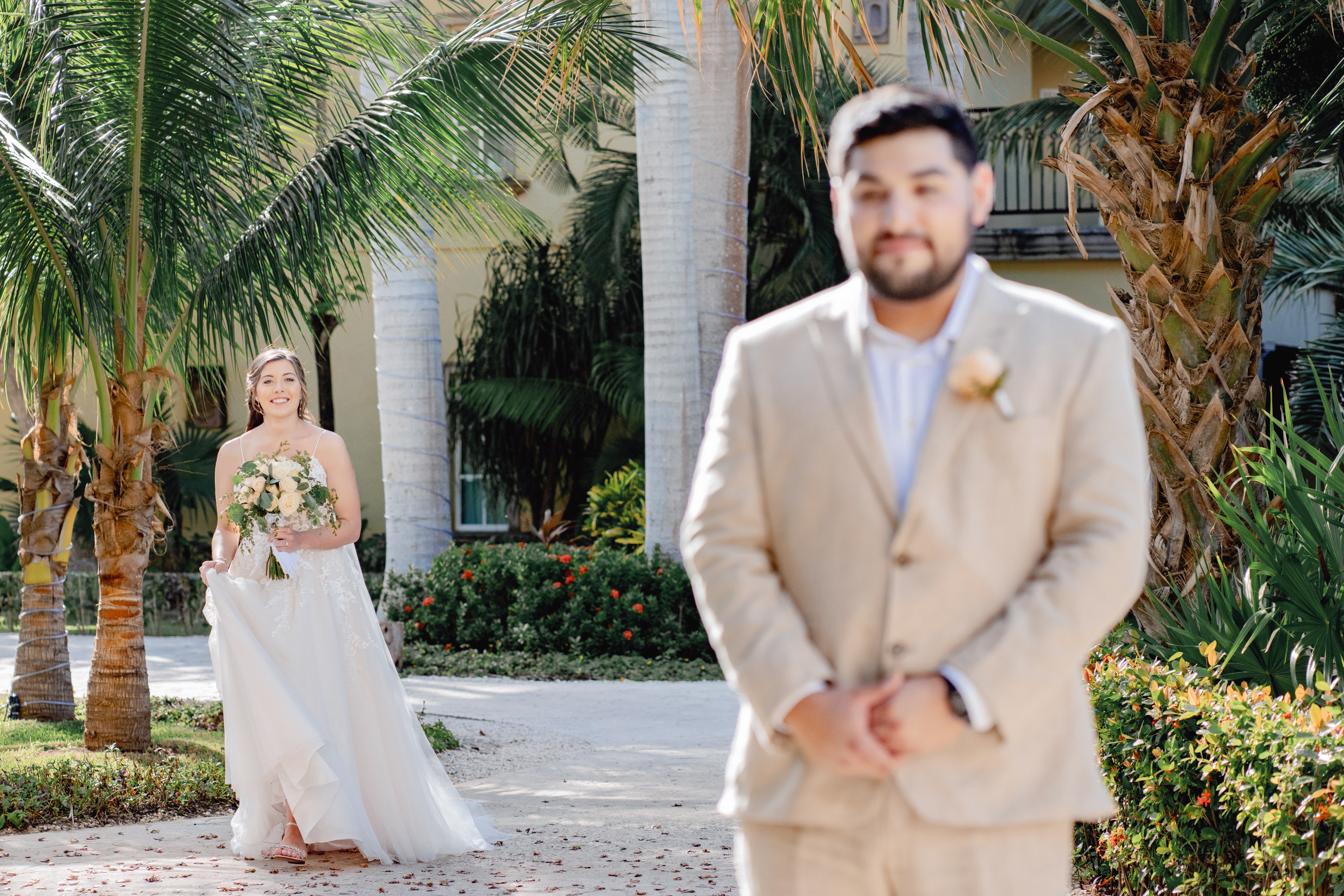 Bride at golden hour during a luxury Cancún wedding photographed by IVAE Studios — sample wedding photo gallery 60 images