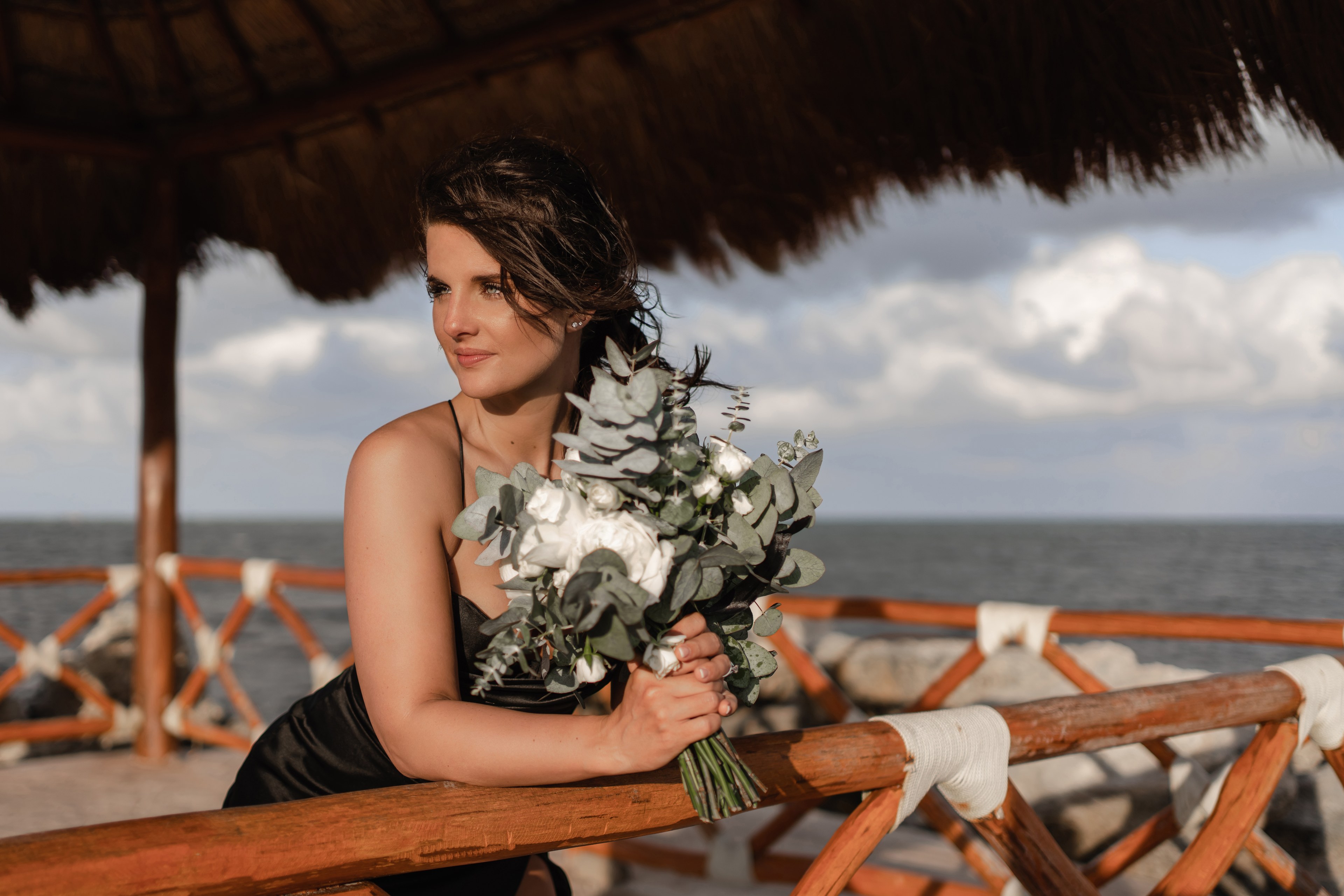 Bride at Cancún Hotel Zone luxury resort photographed by Mexico-based local destination wedding photographer IVAE Studios