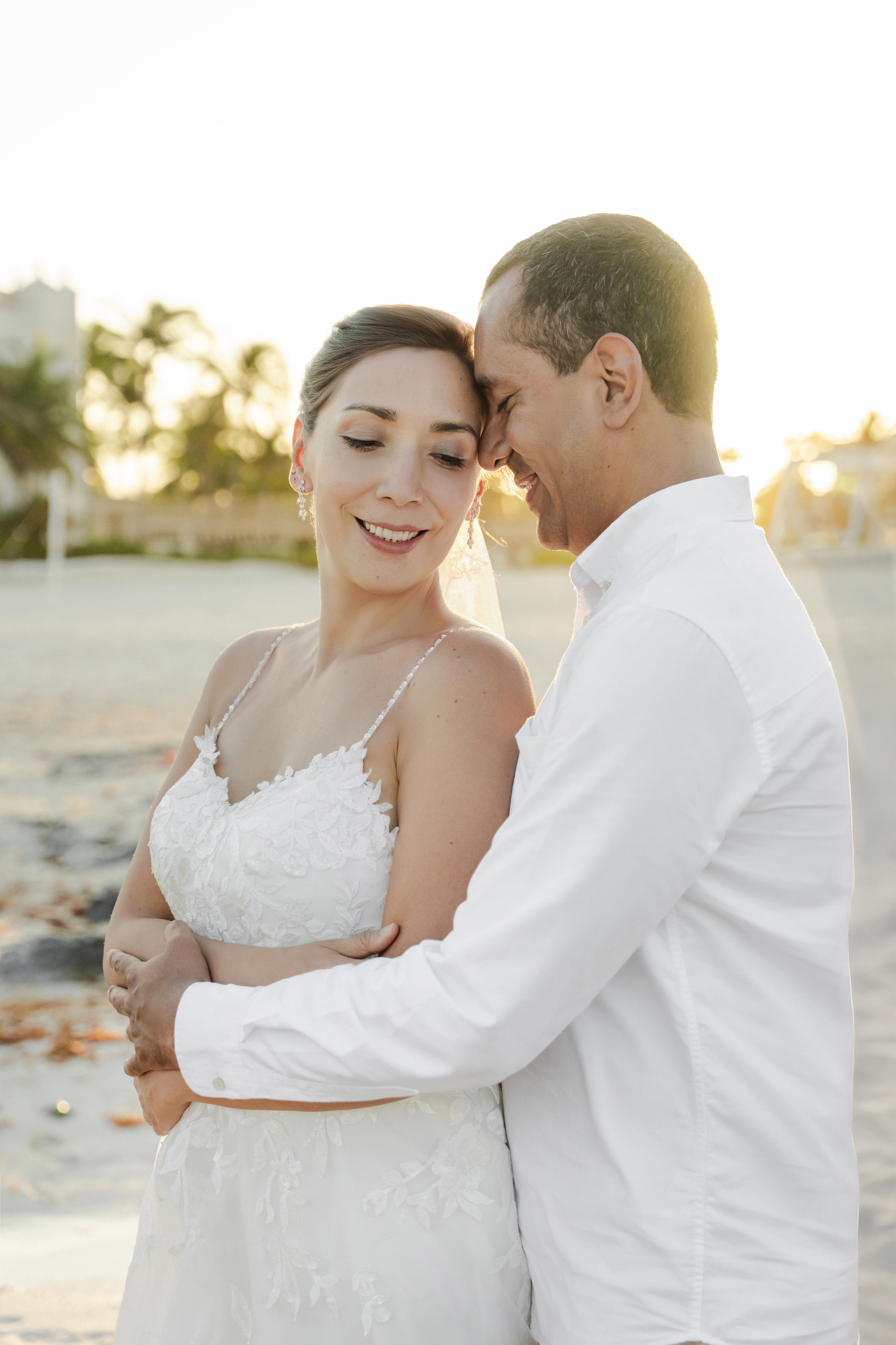 Bride at Playa Mujeres in a luxury resort wedding portrait by IVAE Studios