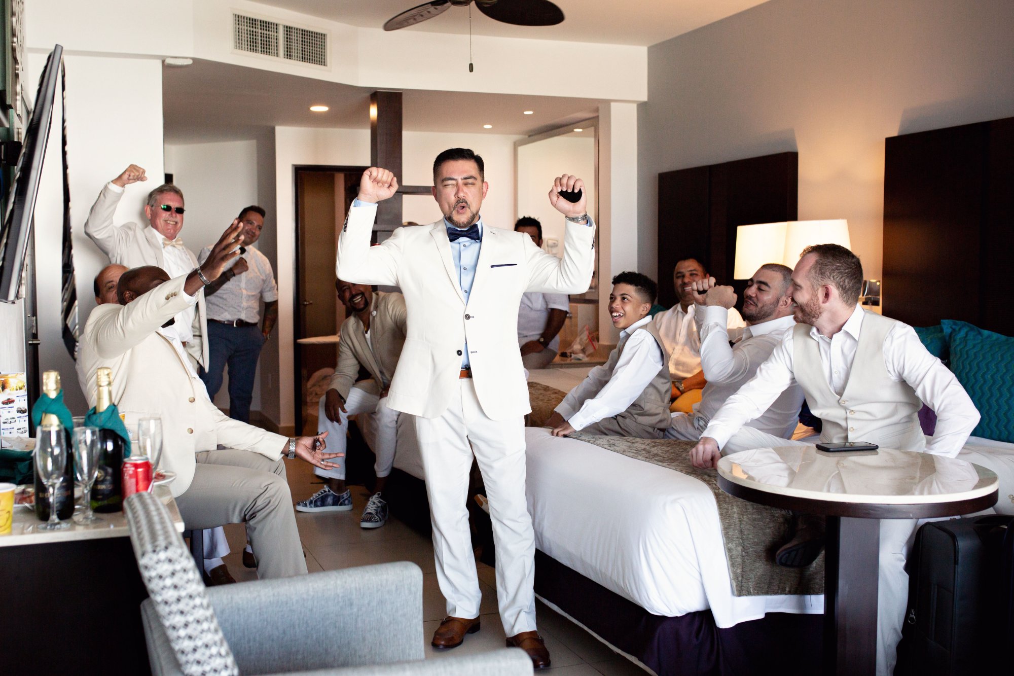 Editorial luxury destination wedding scene at Cancún hotel zone resort — IVAE Studios