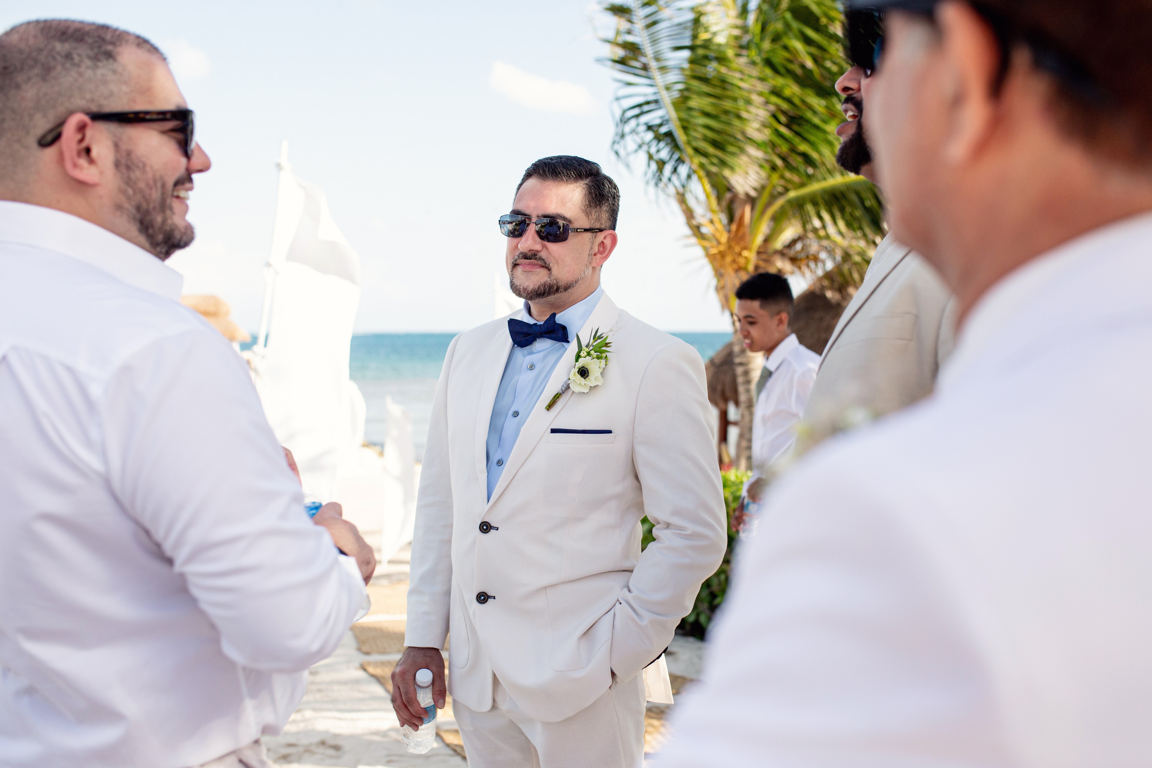 Groom reception dance Cancún beach IVAE Studios sample wedding photography portfolio