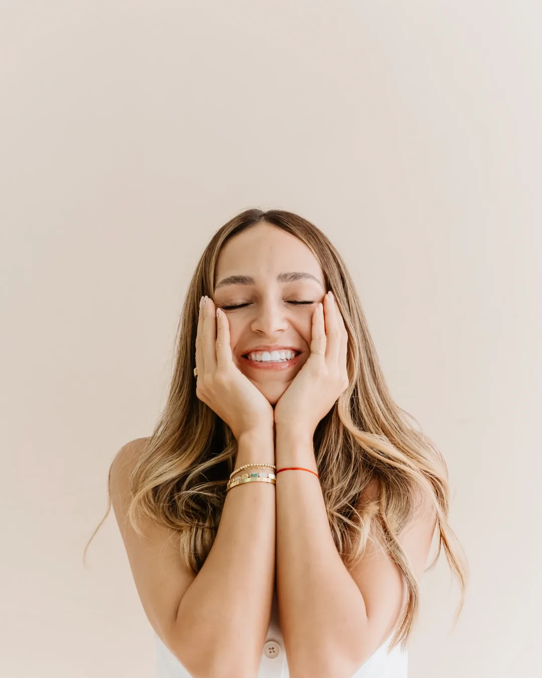 Model smiling for a Regeneris Therapy campaign, photographed by IVAE